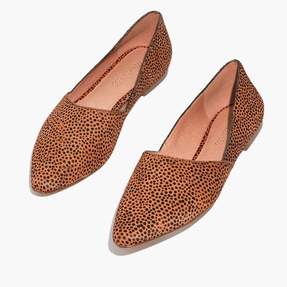 Madewell Animal Print Flats Pointed Toe D'Orsay‎ Slip On Shoes - Picture 1 of 6